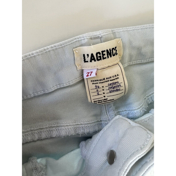 L'AGENCE Margot High Rise Ankle Skinny Jeans Powder Light Wash 27 NWT Rough Hem - Picture 4 of 7